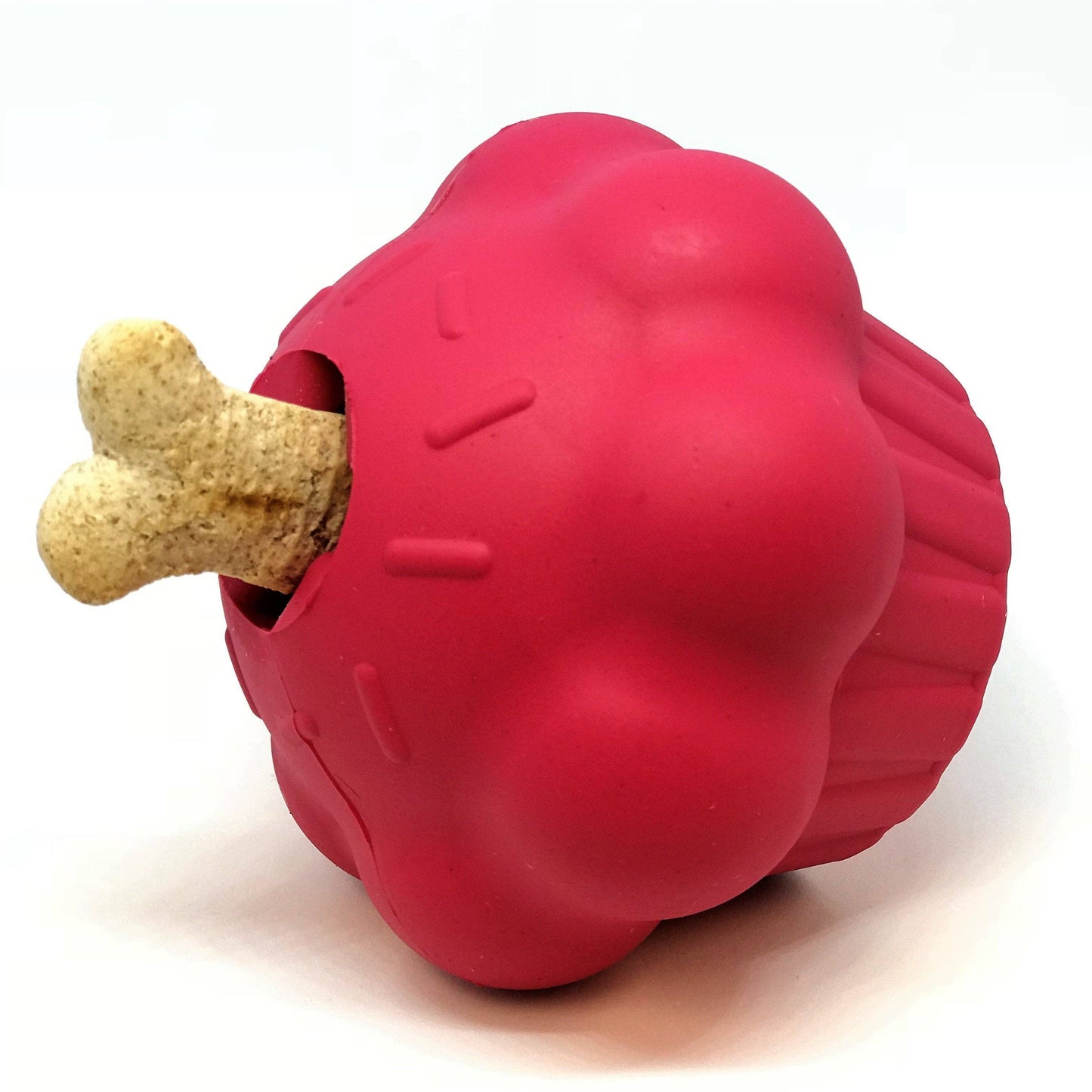 Cupcake Durable Rubber Chew Toy & Treat Dispenser - Red
